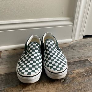 Kids checker green slip on Vans